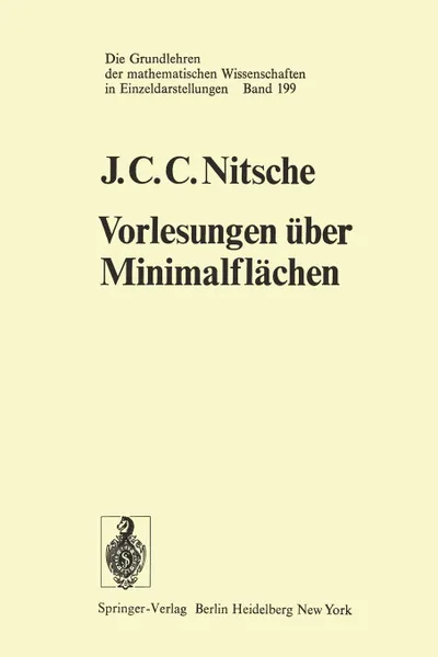 Обложка книги Vorlesungen Uber Minimalflachen, J. C. C. Nitsche