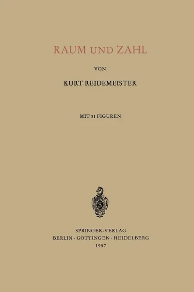 Обложка книги Raum und Zahl, Kurt Reidemeister