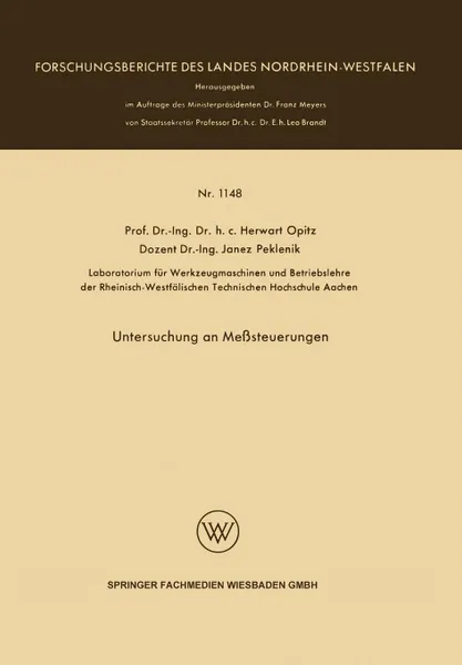 Обложка книги Untersuchung an Messsteuerungen, Herwart Opitz