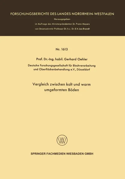 Обложка книги Vergleich zwischen kalt und warm umgeformten Boden, Gerhard Oehler