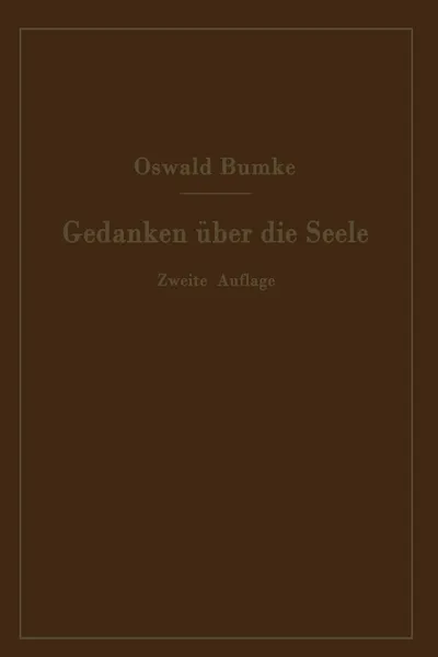 Обложка книги Gedanken uber die Seele, Oswald Bumke