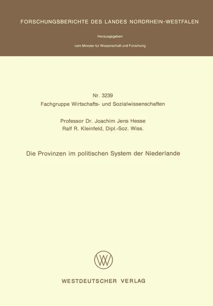 Обложка книги Die Provinzen im politischen System der Niederlande, Joachim Jens Hesse