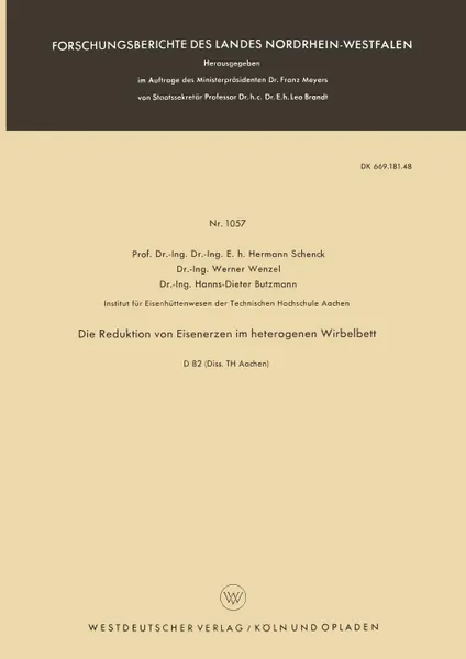 Обложка книги Die Reduktion von Eisenerzen im heterogenen Wirbelbett, Hermann Schenck