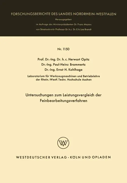 Обложка книги Untersuchungen zum Leistungsvergleich der Feinbearbeitungsverfahren, Herwart Opitz