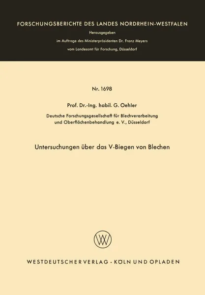 Обложка книги Untersuchungen uber das V-Biegen von Blechen, Gerhard Oehler