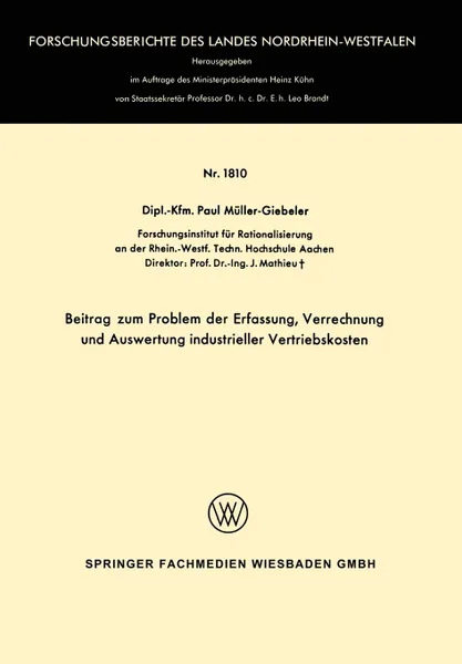 Обложка книги Beitrag zum Problem der Erfassung, Verrechnung und Auswertung industrieller Vertriebskosten, Paul Müller-Giebeler