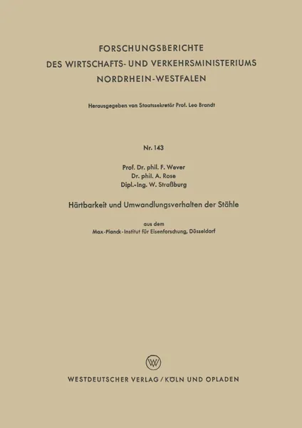 Обложка книги Hartbarkeit und Umwandlungsverhalten der Stahle, Franz Wever