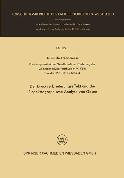 Обложка книги Der Druckverbreiterungseffekt und die IR-spektrographische Analyse von Gasen, Gisela Eckert-Reese