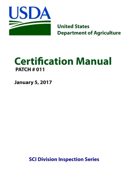 Обложка книги Certification Manual - PATCH . 011 (January 5, 2017), U.S. Department of Agriculture