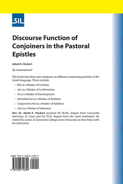 Обложка книги Discourse Function of Conjoiners in the Pastoral Epistles, Jacob K Heckert