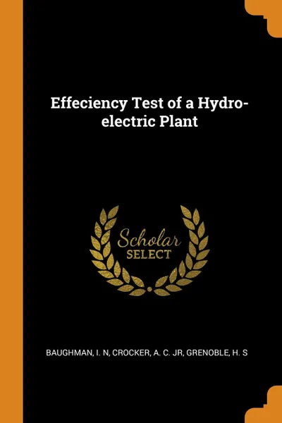 Обложка книги Effeciency Test of a Hydro-electric Plant, I N Baughman, A C. Crocker, H S Grenoble