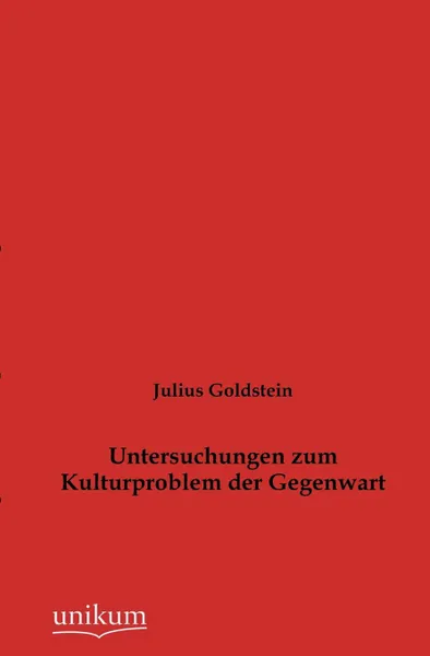 Обложка книги Untersuchungen zum Kulturproblem der Gegenwart, Julius Goldstein