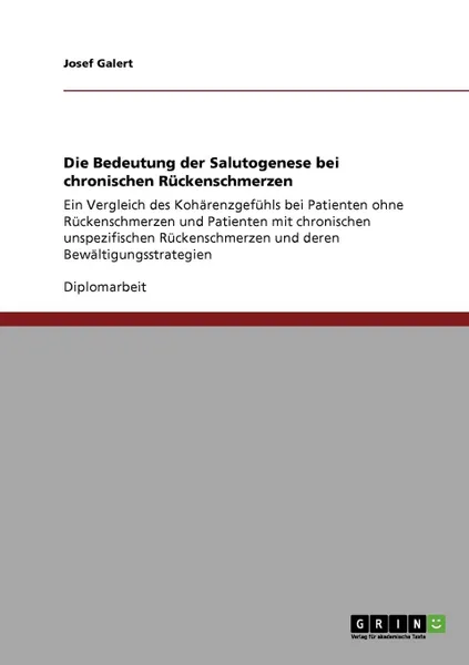 Обложка книги Die Bedeutung der Salutogenese bei chronischen Ruckenschmerzen, Josef Galert