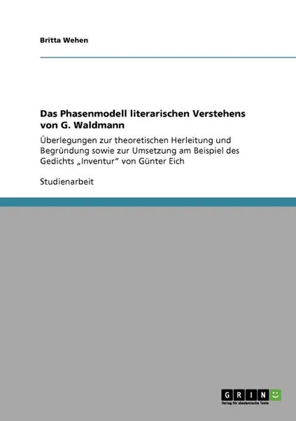 Обложка книги Das Phasenmodell literarischen Verstehens von G. Waldmann, Britta Wehen