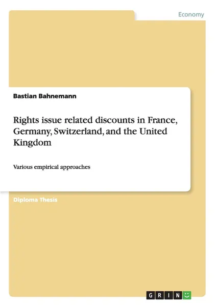 Обложка книги Rights issue related discounts in France, Germany, Switzerland, and the United Kingdom, Bastian Bahnemann