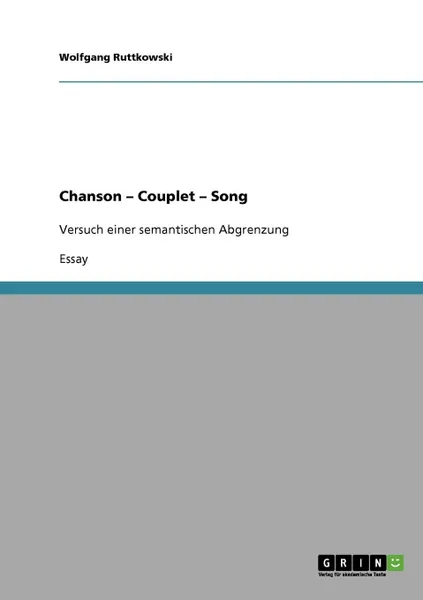 Обложка книги Chanson - Couplet - Song, Wolfgang Ruttkowski