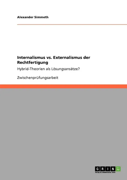 Обложка книги Internalismus vs. Externalismus der Rechtfertigung, Adam Seitz