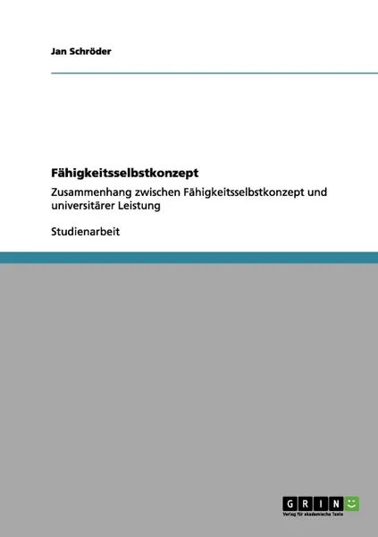 Обложка книги Fahigkeitsselbstkonzept, Jan Schröder