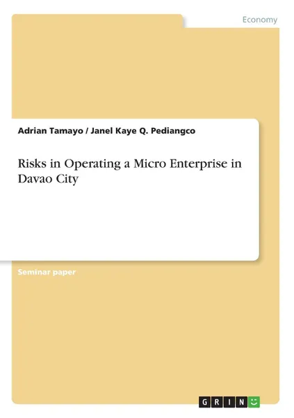 Обложка книги Risks in Operating a Micro Enterprise in Davao City, Adrian Tamayo, Janel Kaye Q. Pediangco