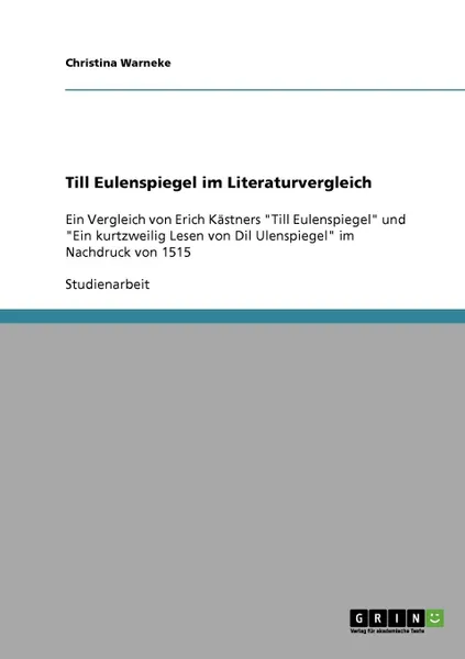 Обложка книги Till Eulenspiegel im Literaturvergleich. Erich Kastners 