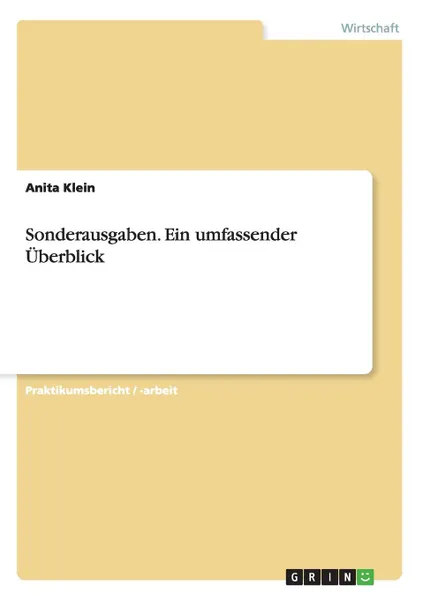 Обложка книги Sonderausgaben. Ein umfassender Uberblick, Anita Klein
