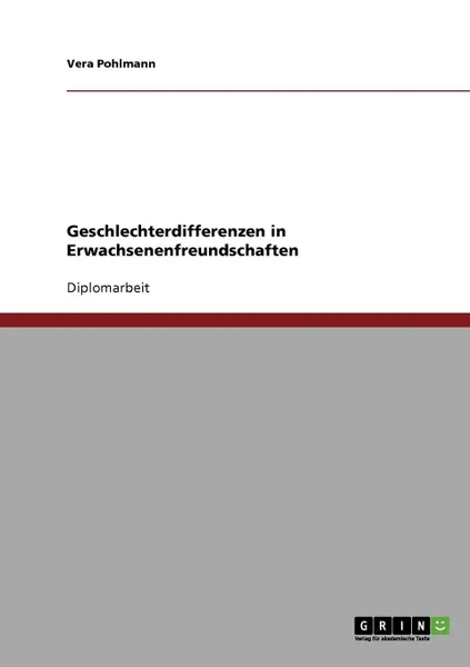 Обложка книги Geschlechterdifferenzen in Erwachsenenfreundschaften, Vera Pohlmann