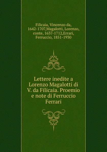 Обложка книги Lettere inedite, Vincenzo da Filicaia