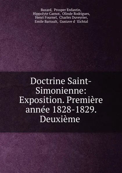 Обложка книги Doctrine Saint-Simonienne, Prosper Enfantin Bazard