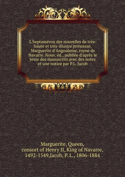 Обложка книги L.heptameron des nouvelles, Queen Marguerite