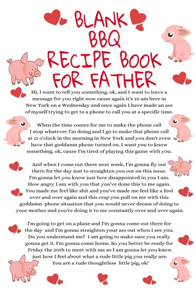 Обложка книги Blank BBQ Recipe Book For Father. Funny Father Cookbook Notepad Book - Parody Dad Gift Journal To Write In For Fathers With Temper, 6