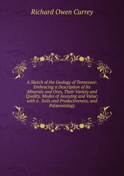 Обложка книги A Sketch of the Geology of Tennessee: Embracing a Description of Its Minerals and Ores, Their Variety and Quality, Modes of Assaying and Value; with a . Soils and Productiveness, and Palaeontology, Richard Owen Currey