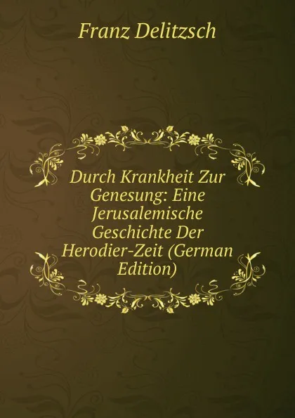 Обложка книги Durch Krankheit Zur Genesung: Eine Jerusalemische Geschichte Der Herodier-Zeit (German Edition), Franz Julius Delitzsch