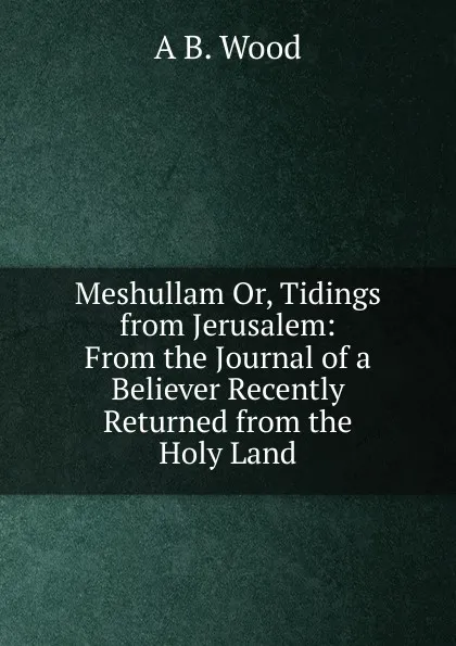 Обложка книги Meshullam Or, Tidings from Jerusalem: From the Journal of a Believer Recently Returned from the Holy Land, A B. Wood