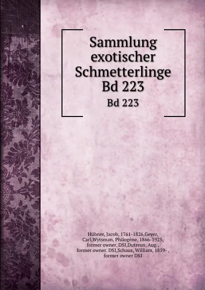 Обложка книги Sammlung exotischer Schmetterlinge. Bd 223, Jacob Hübner