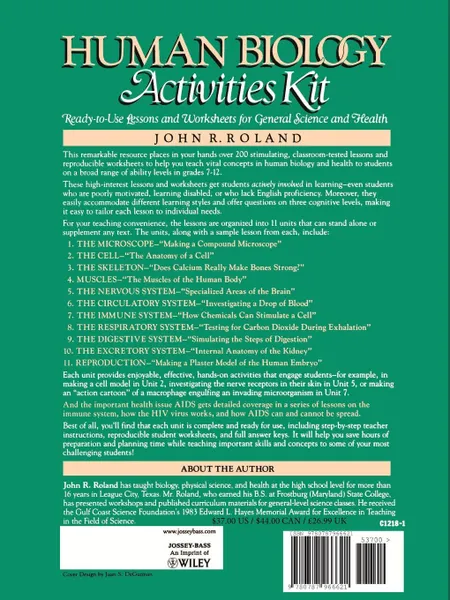 Обложка книги Human Biology Activities Kit. Ready-To-Use Lessons and Worksheets for General Science and Health, John R. Roland