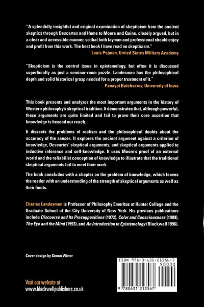Обложка книги Skepticism Skepticism. The Central Issues the Central Issues, Charles Landesman