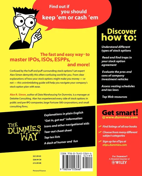 Обложка книги Stock Options for Dummies., Alan R. Simon, Simon