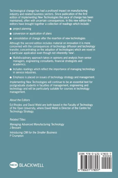 Обложка книги Implementing New Technologies. Innovation and the Management of Technology, Fay Rhodes, David Wield David, Wield David