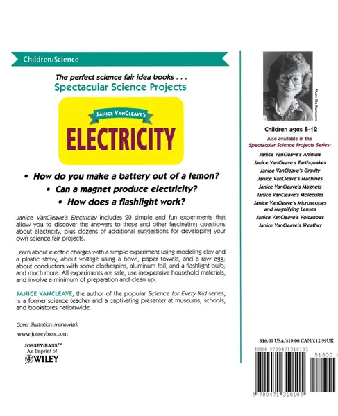 Обложка книги Janice VanCleave's Electricity. Mind-Boggling Experiments You Can Turn Into Science Fair Projects, Janice Pratt VanCleave, Janice Van Cleave, VanCleave