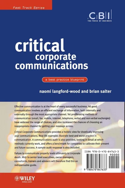 Обложка книги Critical Corporate Communications. A Best Practice Blueprint, Naomi Langford-Wood, Brian Salter, Langford-W