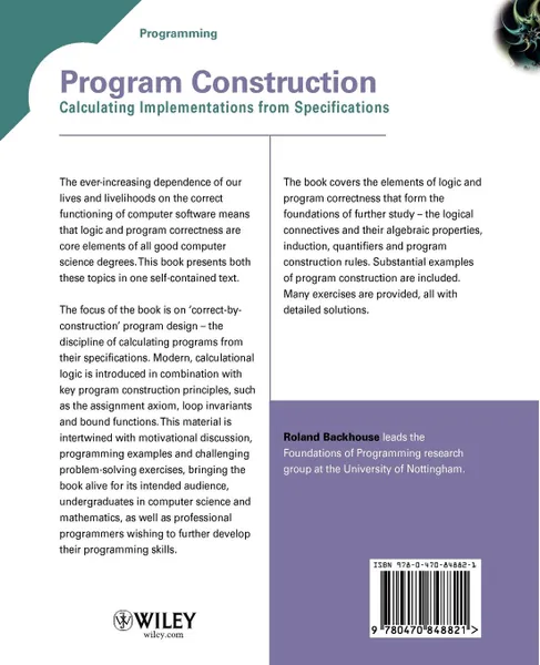Обложка книги Program Construction, Backhouse