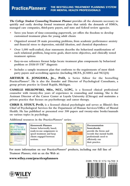 Обложка книги The College Student Counseling Treatment Planner, Camille Helkowski, Chris E. Stout, Arthur E. Jr. Jongsma