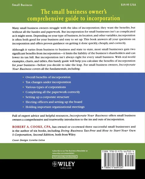 Обложка книги Incorporate Your Business, Cooke