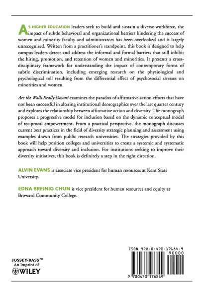 Обложка книги Are the Walls Really Down Behavioral and Organizational Barriers to Faculty and Staff Diversity. Ashe Higher Education Report, Alvin Evans, Edna Breinig Chun, Aehe