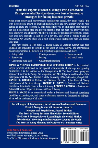 Обложка книги The Ernst & Young Guide to Financing for Growth, Daniel R. Garner, Robert P. Conway, Robert R. Owen