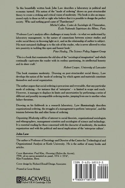 Обложка книги Organising Modernity. Social Ordering and Social Theory, John Law