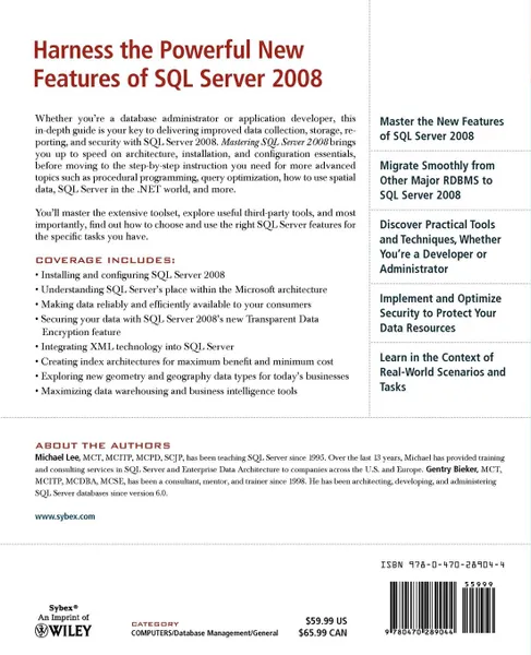 Обложка книги Mastering SQL Server 2008, Michael Lee, Gentry Bieker, Jenny Lee