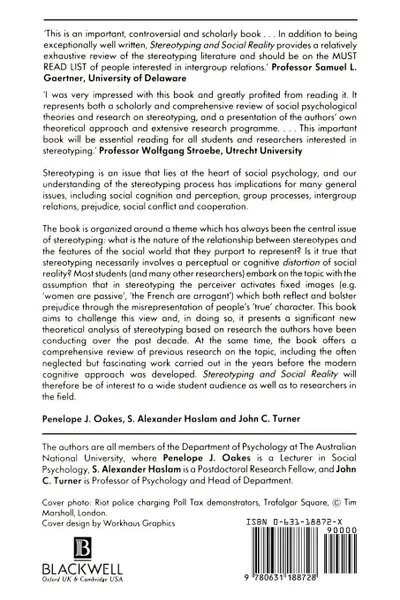 Обложка книги Stereotyping and Social Reality, Penelope J. Oakes, S. Alexander Haslam, Alexander Haslam