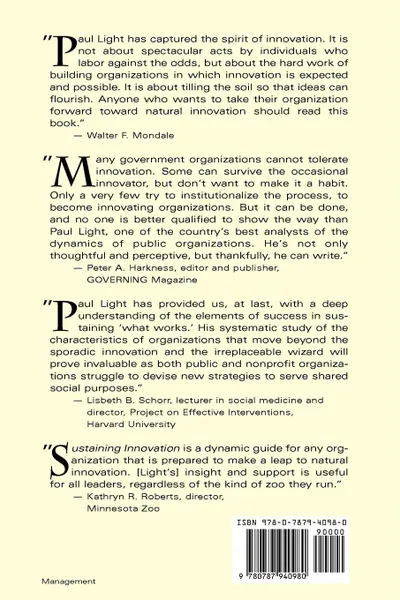 Обложка книги Sustaining Innovation. Creating Nonprofit and Government Organizations That Innovate Naturally, Paul Charles Light, Paul C. Light, Light