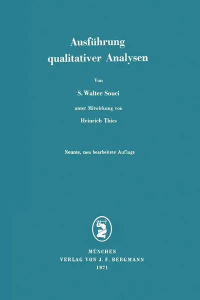 Обложка книги Ausfhrung Qualitativer Analysen, S. W. Souci